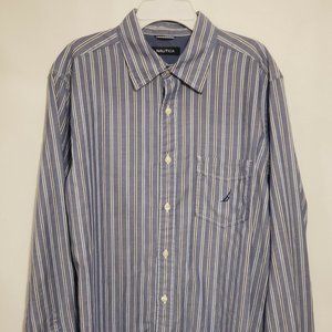 Nautica | Blue and White Striped Shirt Men's SZ:M